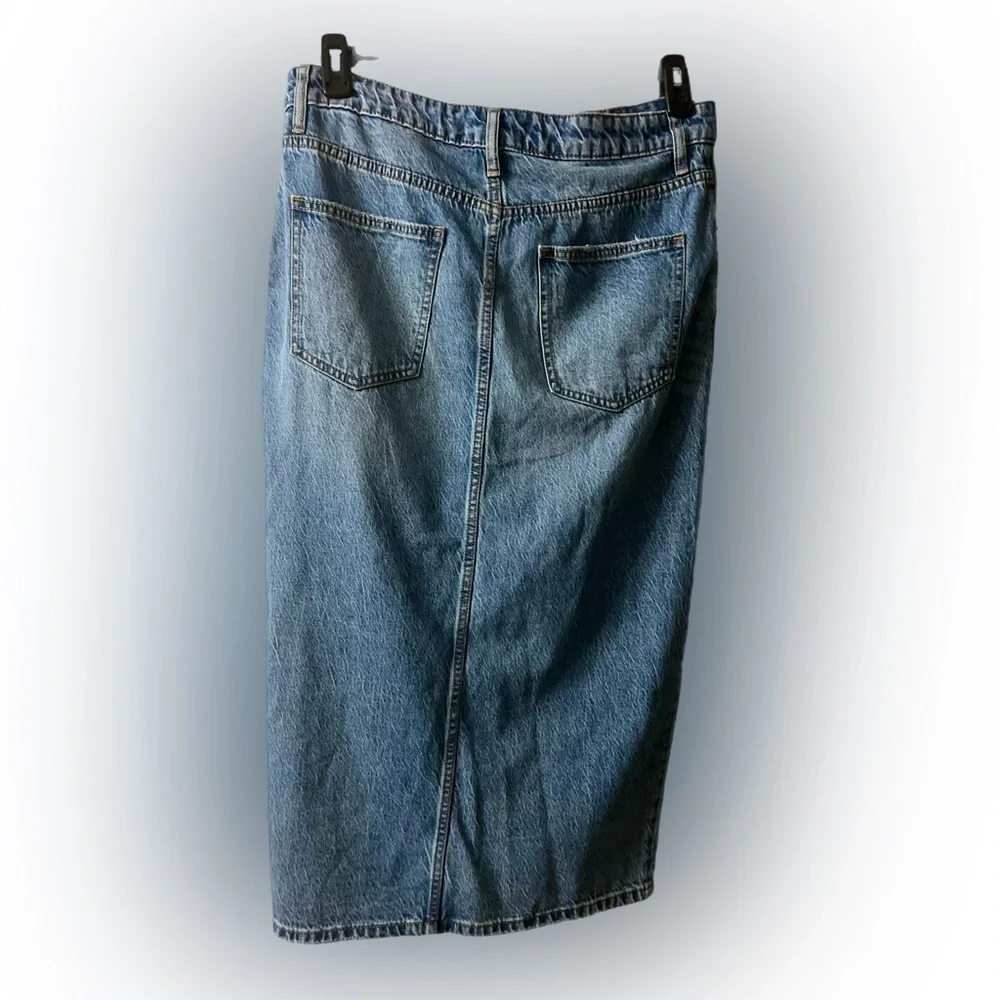 We The Free Blue Straight Leg Denim Skirt